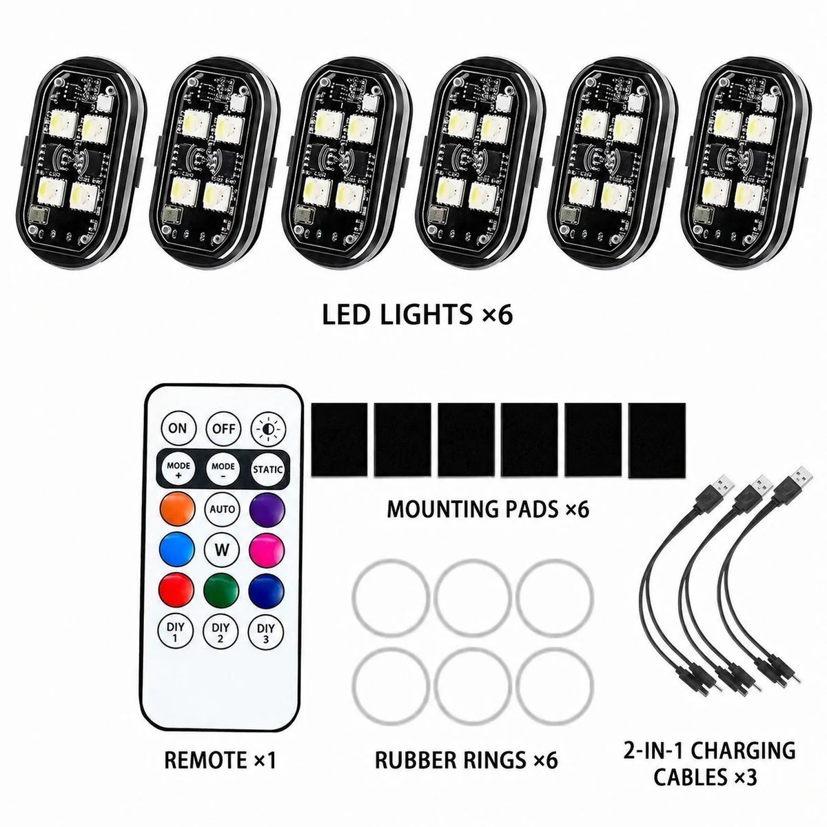Wireless RGB LED Car Interior Ambient Light Kit