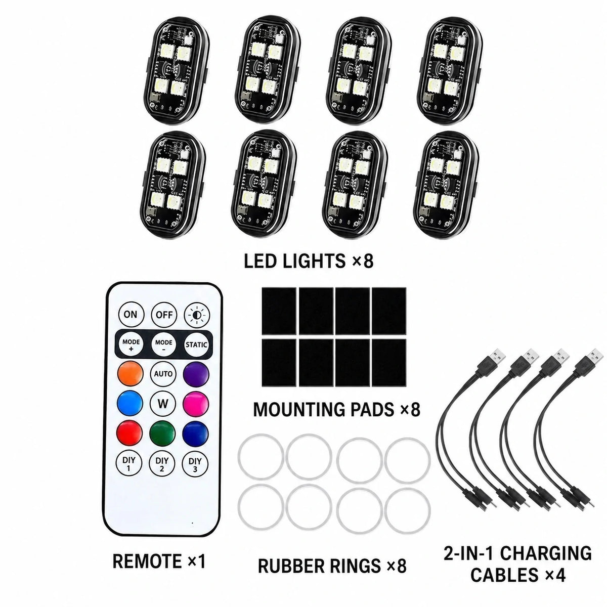 Wireless RGB LED Car Interior Ambient Light Kit