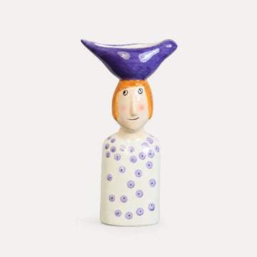 Whimsy Face Ceramic Bud Vase