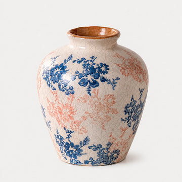 Vintage Crackle Blue & White Ceramic Vase