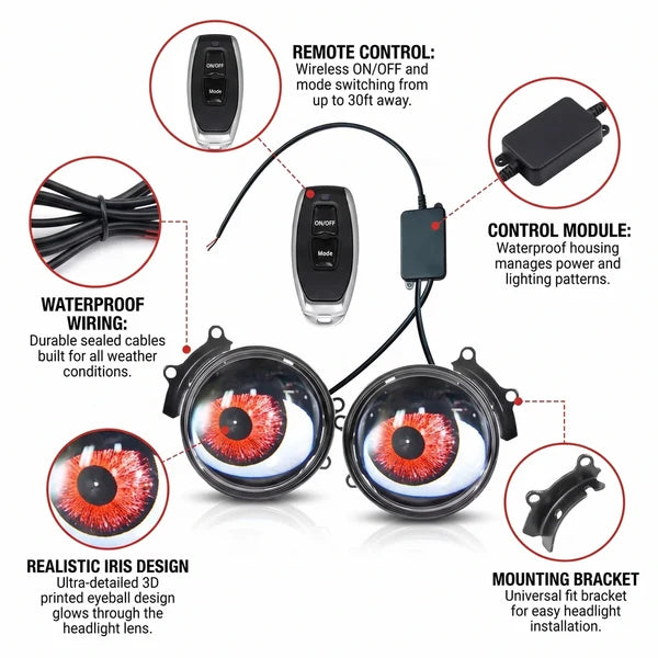 Animated Devil Eye LED Headlights – Set of 2